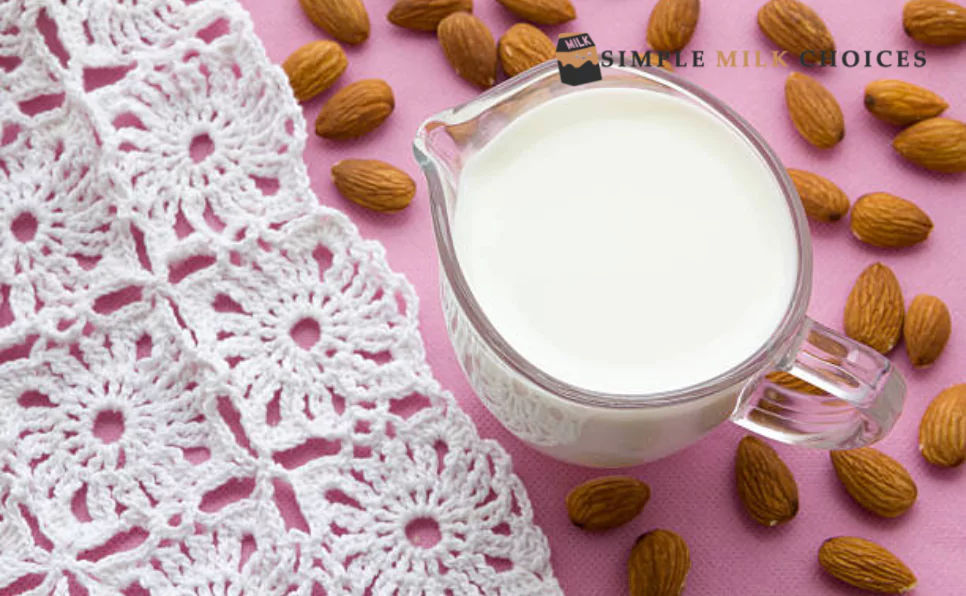 Milk with almonds and a piece of cloth