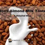 a picture of almond milk showing taste profile.