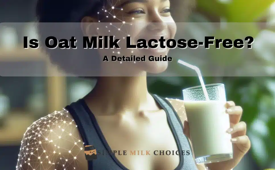 Person enjoying oat milk, showcasing its lactose-free nature and health benefits without text.