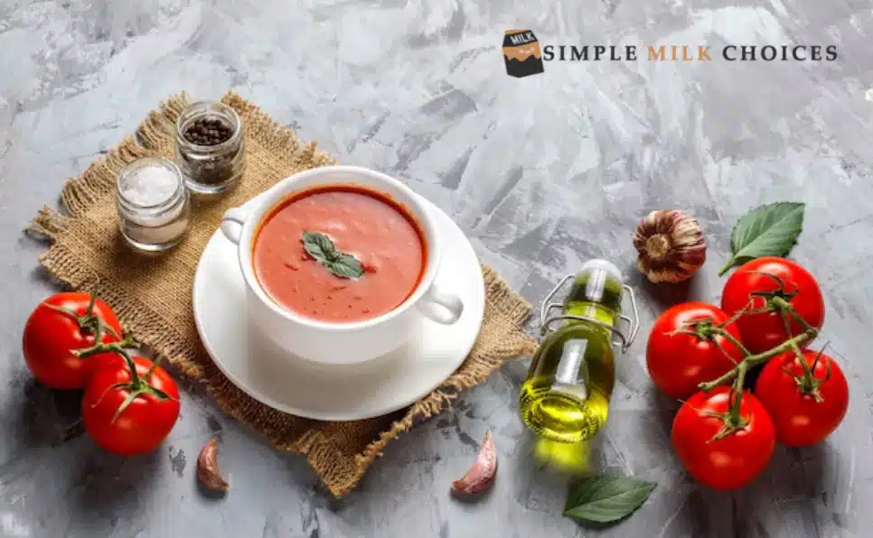 An image of Dairy-Free Tomato Soup in a bowl, a delicious and cruelty-free alternative.