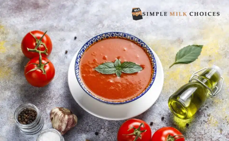 Image of a bowl filled with Dairy-Free Tomato Soup, a delicious and vegan-friendly alternative.